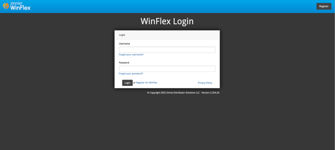 Winflex Register Page Screenshot