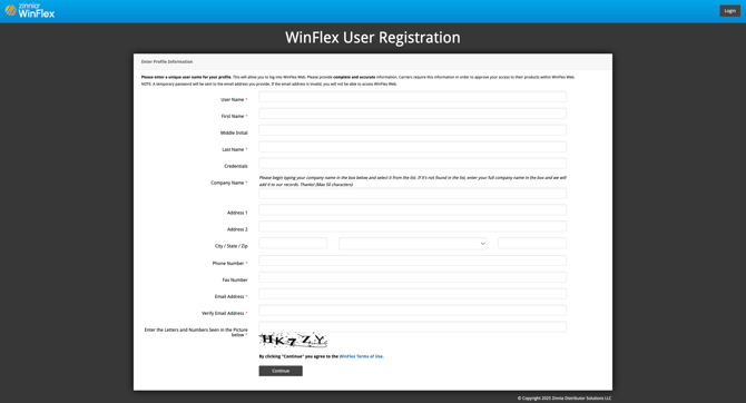 Winflex User Registration Form